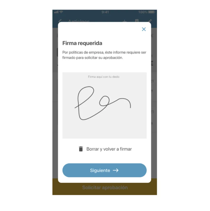 Assinatura digital no telemóvel para reembolso de quilometragem